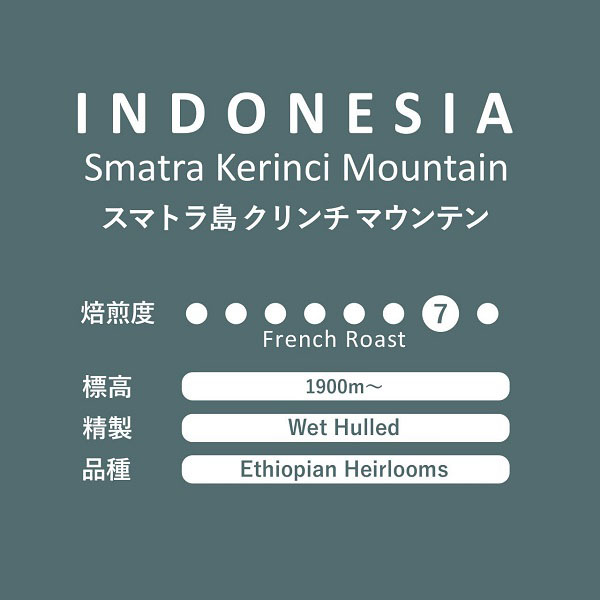 【今月のコーヒー豆❷】インドネシアスマトラ島クリンチマウンテン　フレンチロースト 100g